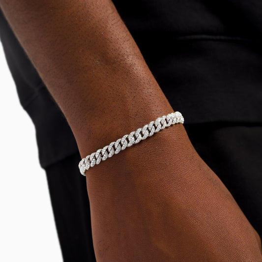 Iced Cuban link bracelet 6.8 mm silver