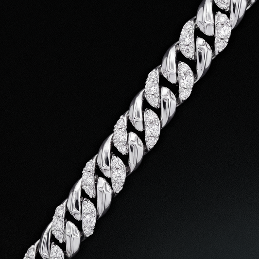 Bracelet Iced Icon Cuban link Plate 6mm 1/2 Argenté