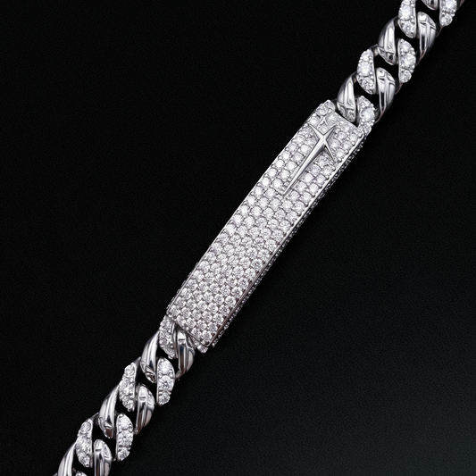 Bracelet Iced Icon Cuban link Plate 6mm 1/2 Argenté