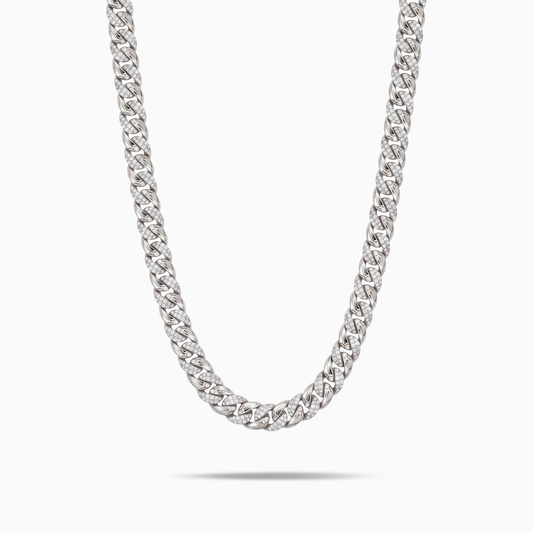 Chaîne Iced Icon Cuban link 8mm 1/2 Argentée