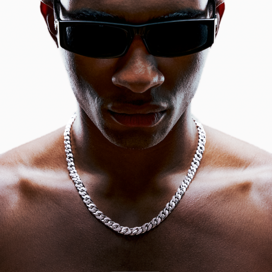 Chaîne Iced Icon Cuban link 8mm 1/2 Argentée