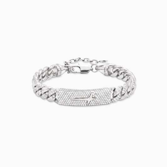 Bracelet Iced Icon Cuban link Plate 8mm 1/2 Argenté
