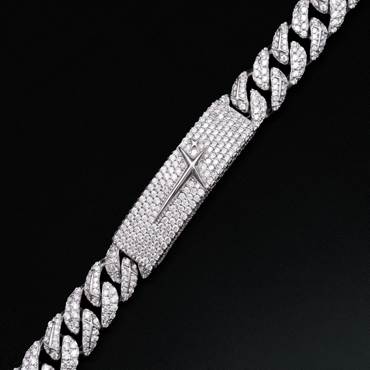 Bracelet Iced Icon Cuban link Plate 8mm Argenté