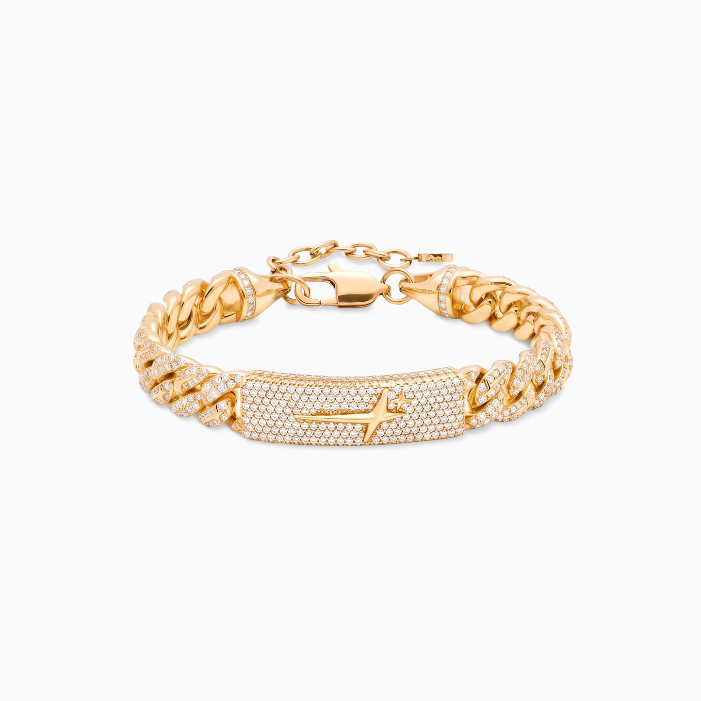 Bracelet Iced Icon Cuban link Plate 8mm Doré