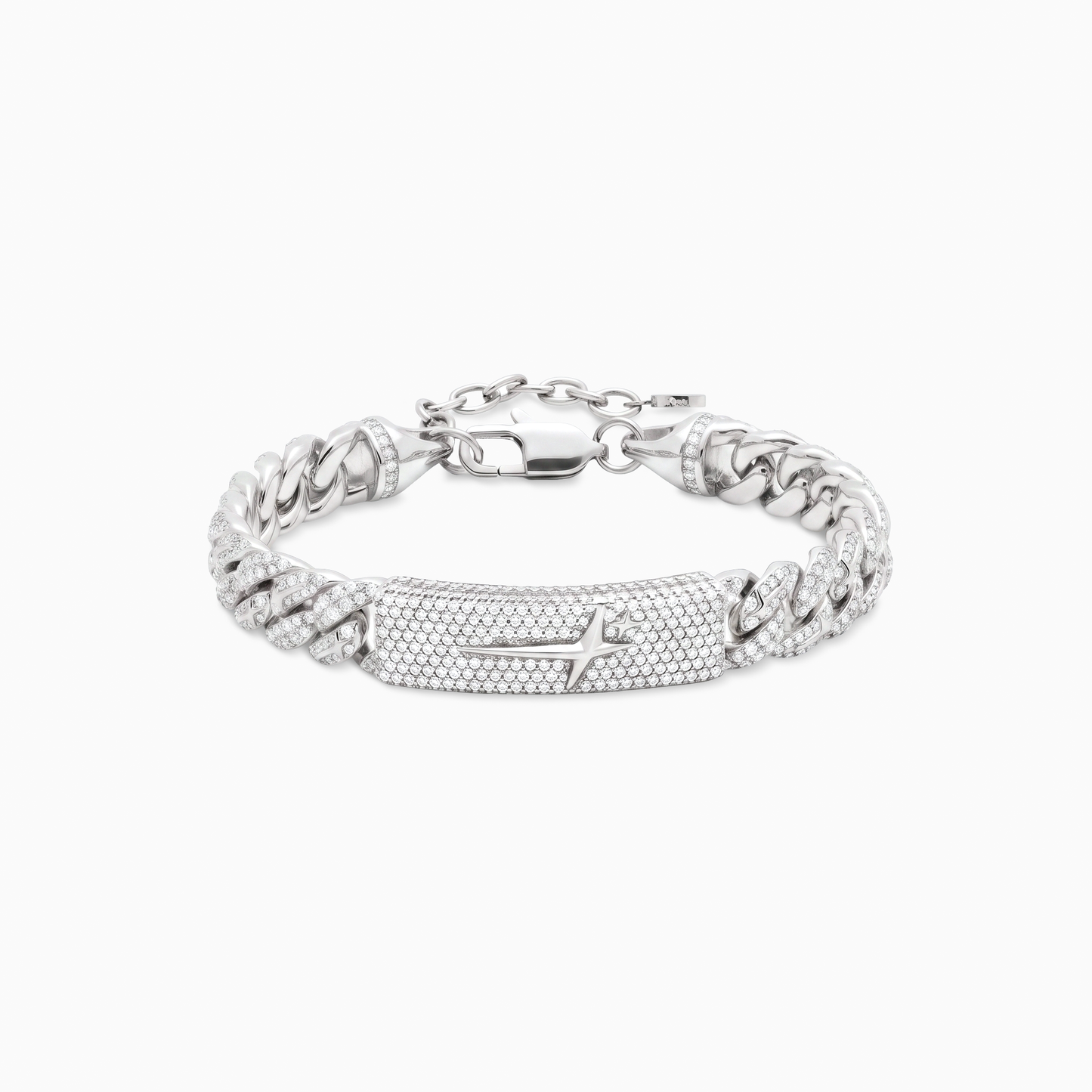 Bracelet Iced Icon Cuban link Plate 8mm Argenté