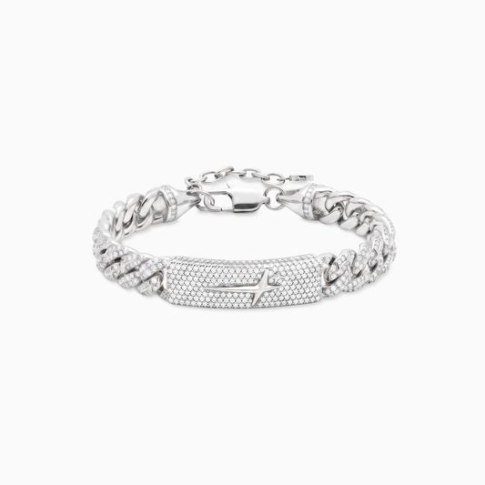 Bracelet Iced Icon Cuban link Plate 8mm Argenté