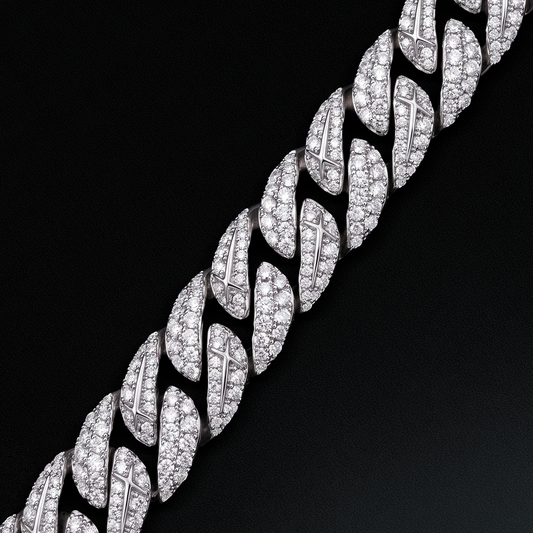Iced Icon Cuban Link Plate Bracelet 8mm Silver