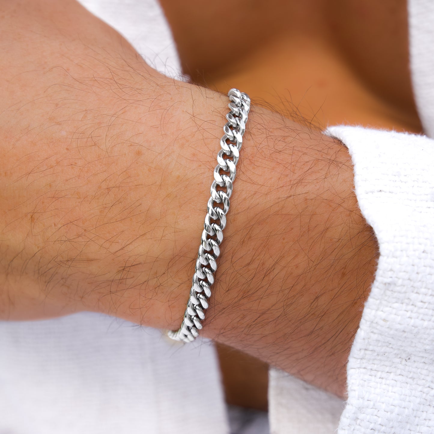 Cuban link bracelet 5 mm silver