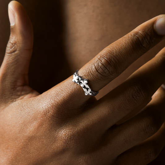 Triple crossed star ring - Argenté