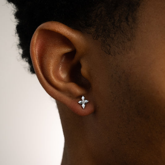 Crossed Star Studs - Argenté