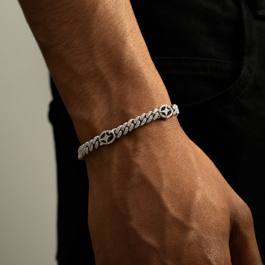 Bracelet Iced Cuban link Signature 5 mm Argenté