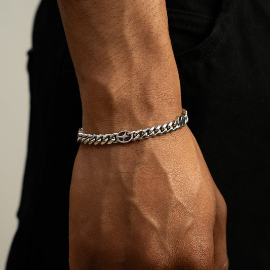 Cuban link bracelet 6 mm Signature Silver