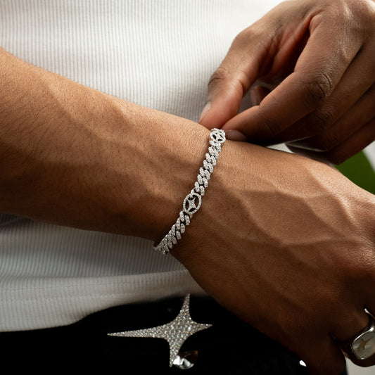 Bracelet Iced Cuban link Signature 5 mm Argenté