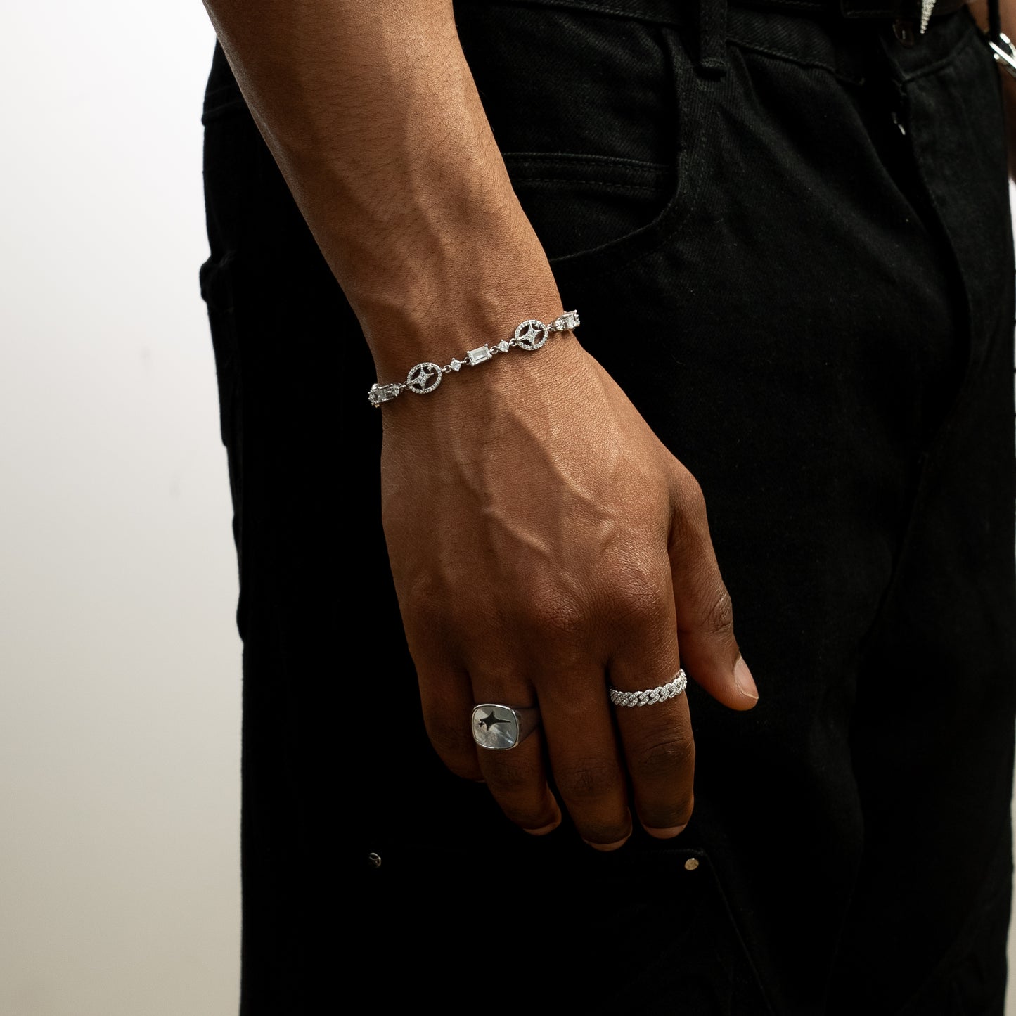 Silver signature Iced bracelet