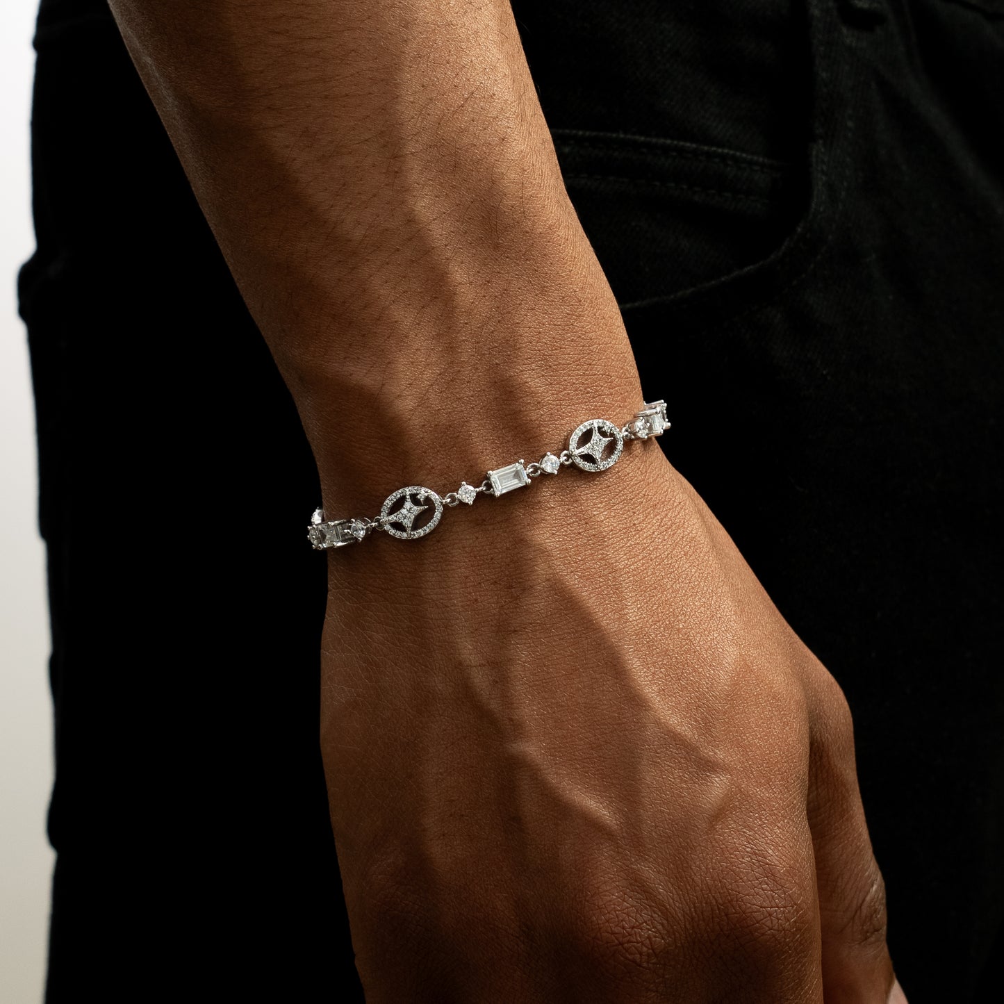 Silver signature Iced bracelet