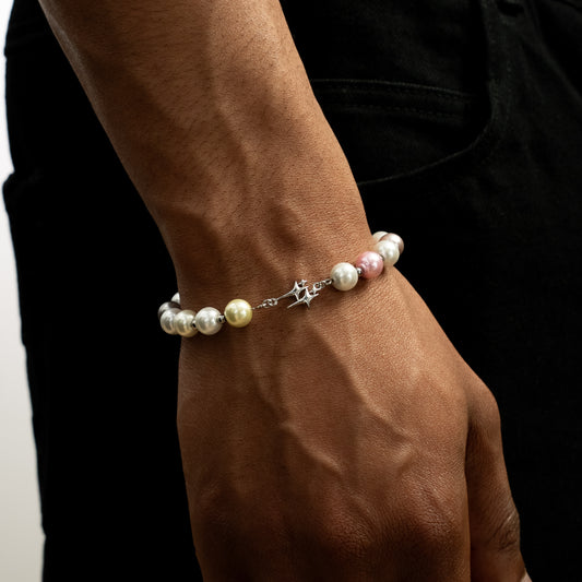 Pearl Double Stars Bracelet Silver - Multicolor