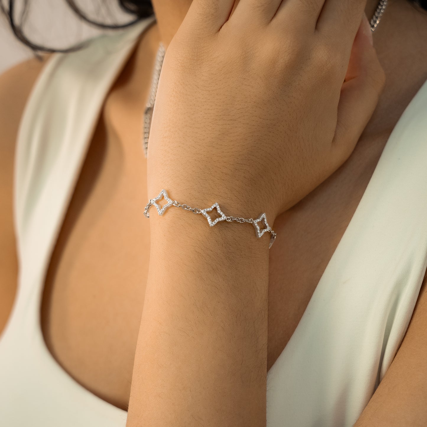 Hollow Flower Bracelet Silver