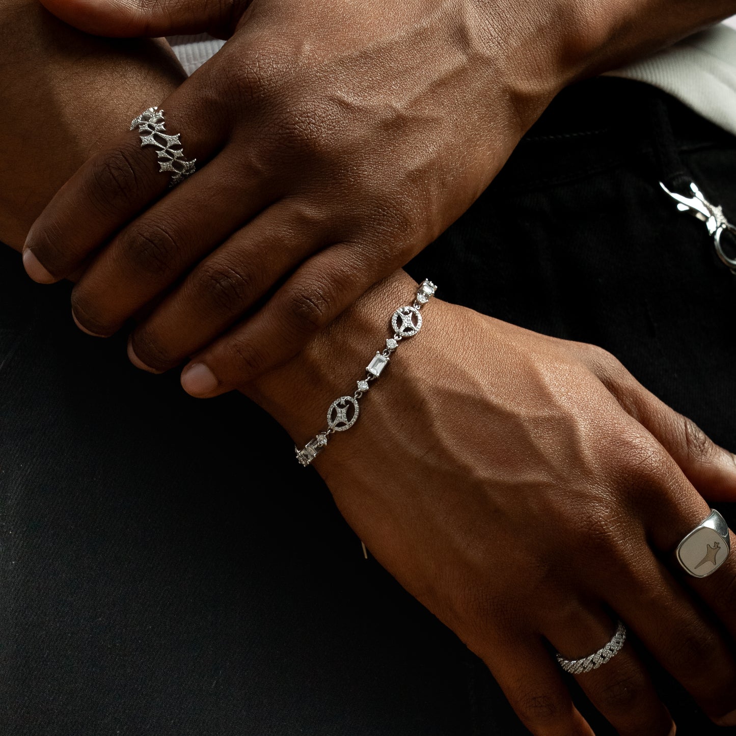 Silver signature Iced bracelet