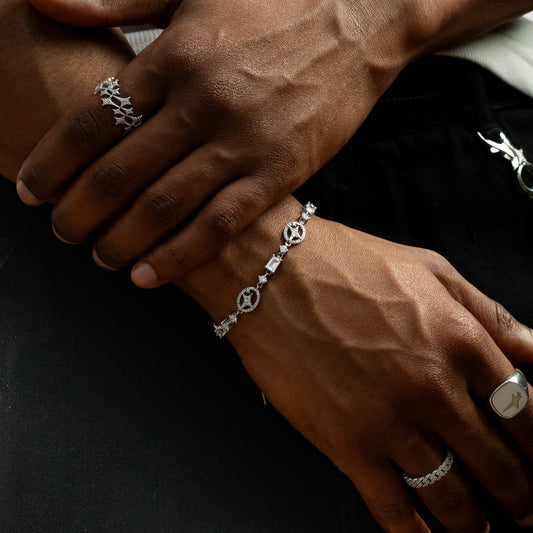 Silver signature Iced bracelet