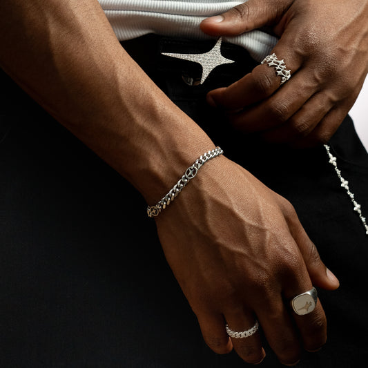 Cuban link bracelet 6 mm Signature Silver