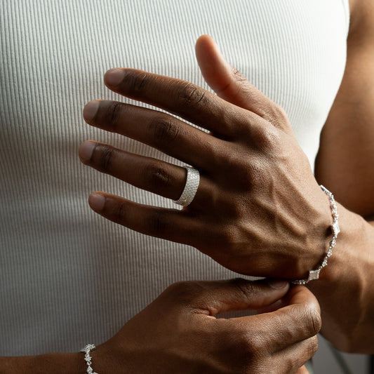 Iced band signature silver