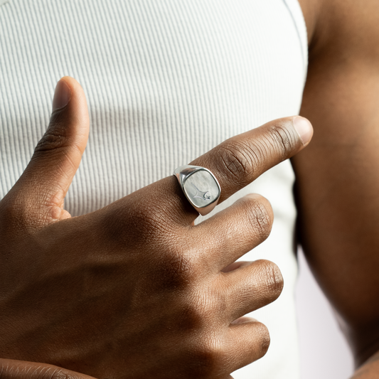 Raw Ring Silver - White Pattern