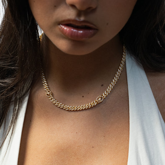 Chaîne Iced Cuban link Signature 5 mm Dorée