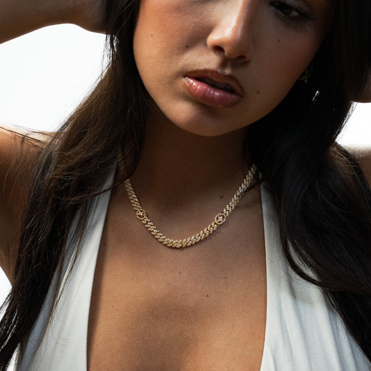 Chaîne Iced Cuban link Signature 5 mm Dorée