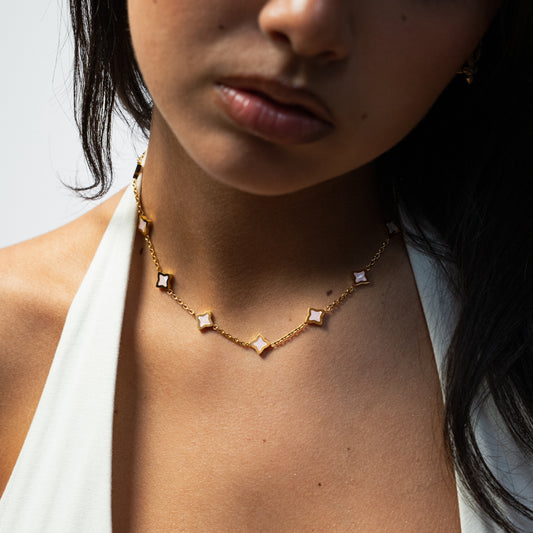 Chaîne Flower câble Dorée - Motif Rose