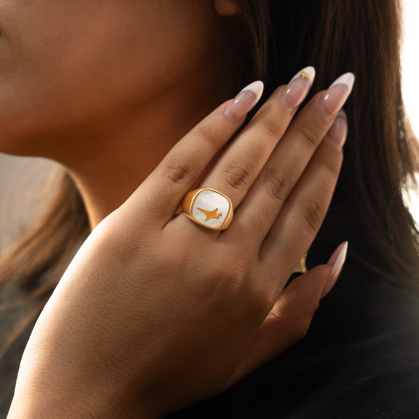 Raw Ring Dorée - Motif Blanc