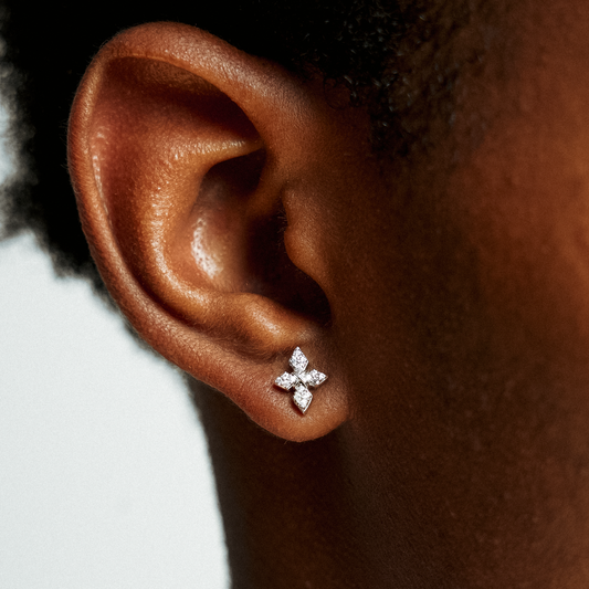 Iced Crossed Star Studs - Argenté