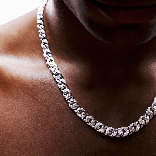 Chaîne Iced Icon Cuban link 8mm 1/2 Argentée