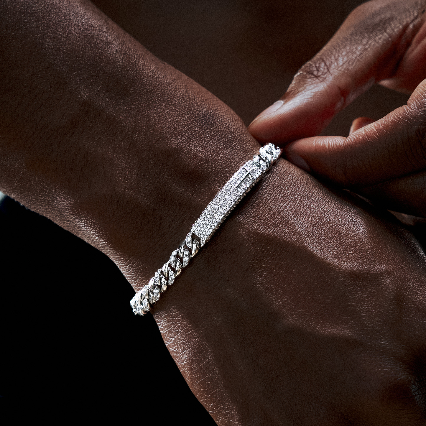 Bracelet Iced Icon Cuban link Plate 6mm 1/2 Argenté