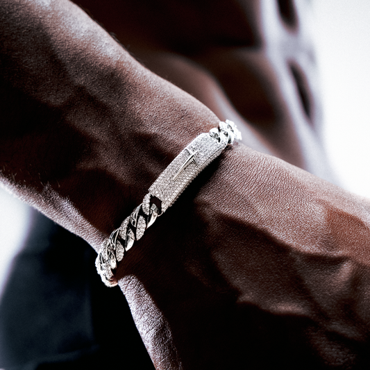 Bracelet Iced Icon Cuban link Plate 8mm 1/2 Argenté