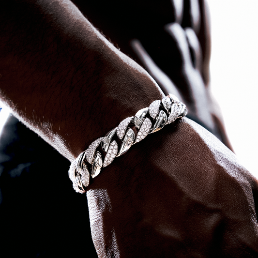Bracelet Iced Icon Cuban link 15mm 1/2 - Argenté