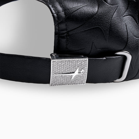 Leather Monogram Cap - Noir & Moissanite
