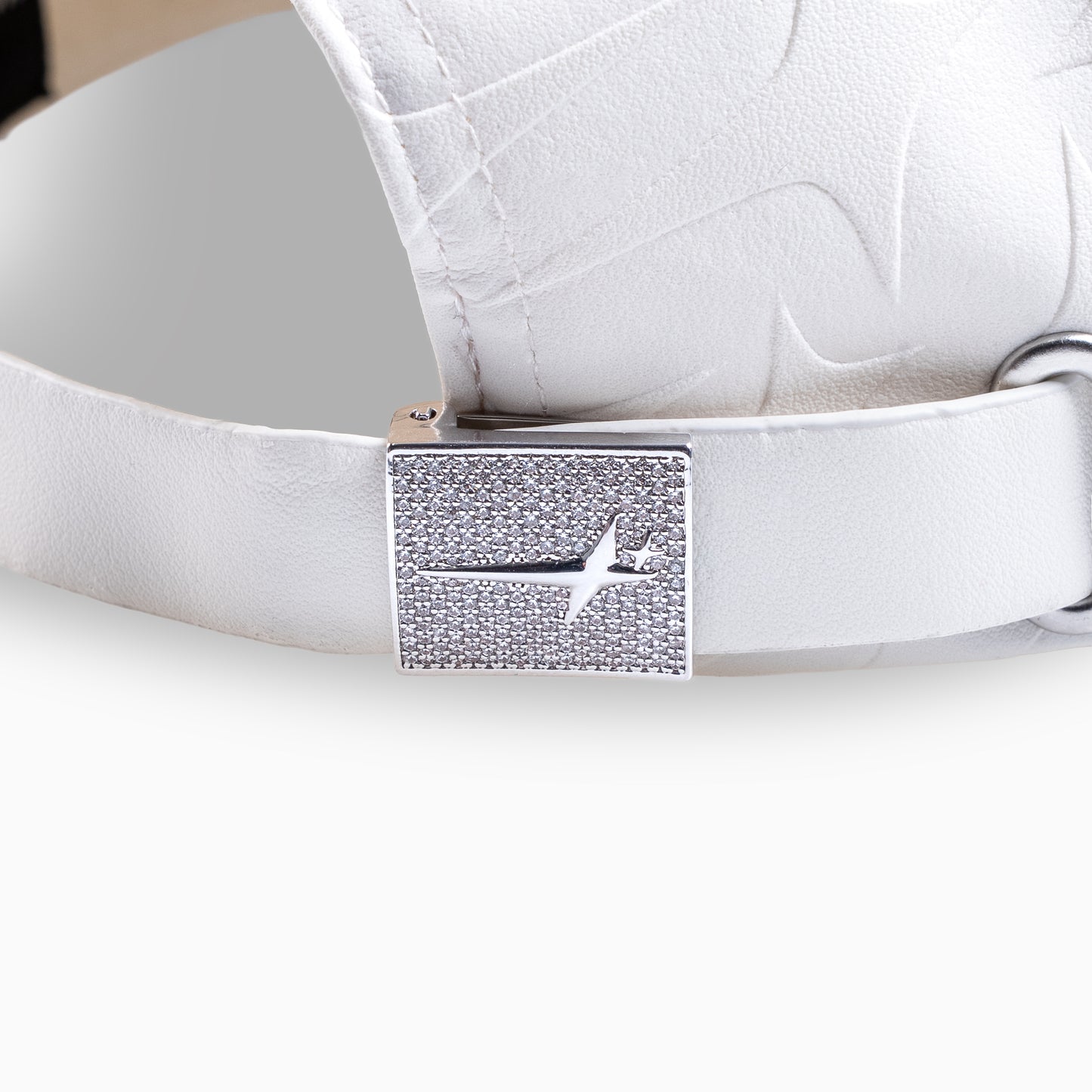 Leather Monogram cap - Blanc & Moissanite