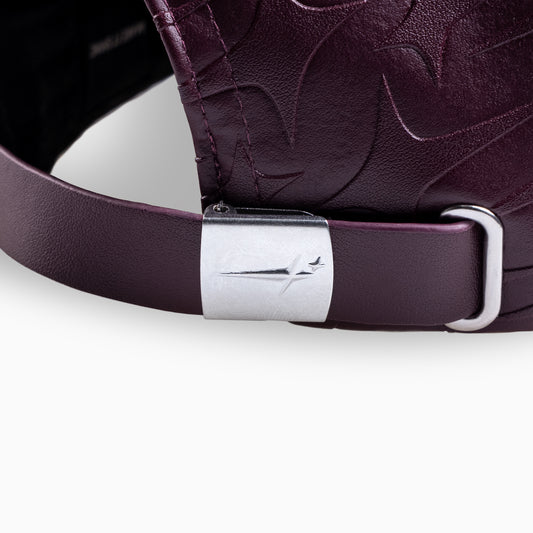 Leather Monogram Cap - Bordeaux