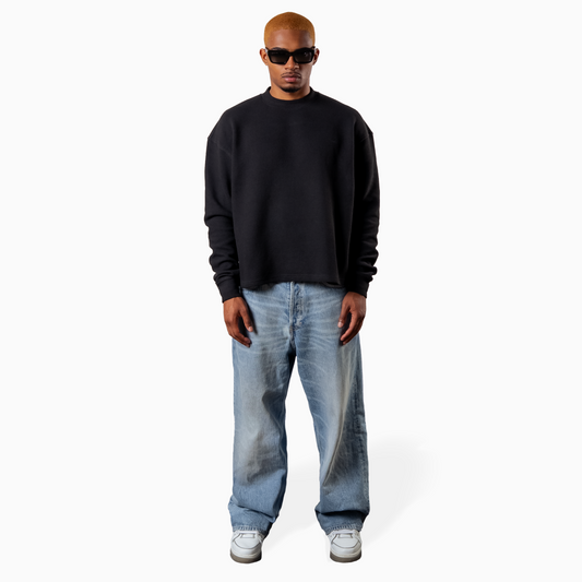 Make it Shine waffle sweater Black