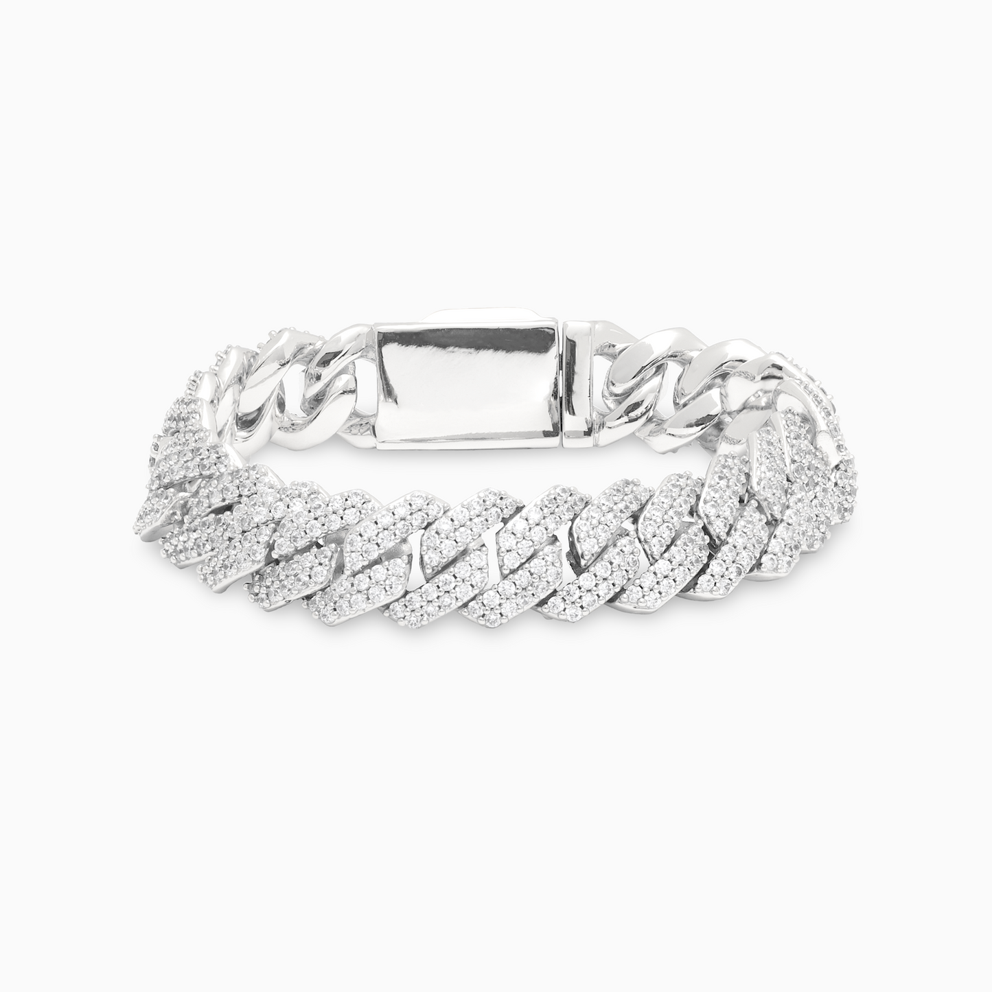 Prong link bracelet 12 mm silver