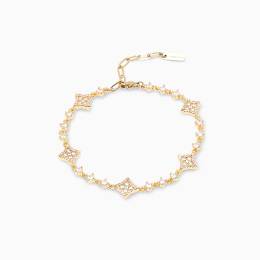 Flower Tennis Bracelet Gold