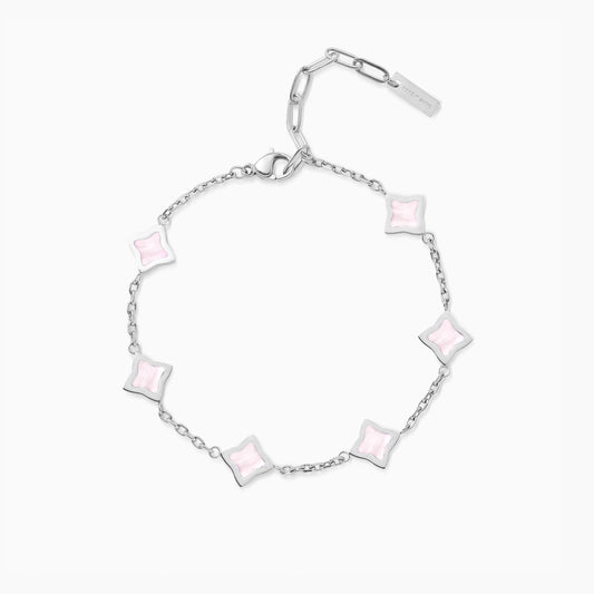 Bracelet Flower câble Argenté - Motif Rose