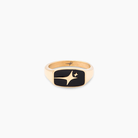 Signature Rectangle signet ring dorée