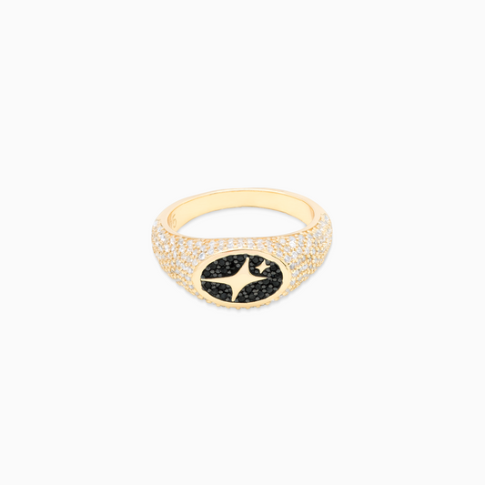 Iced Oval signet ring dorée