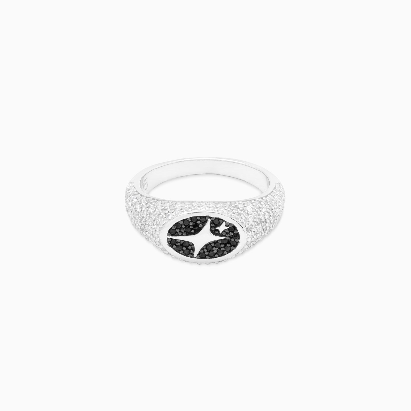 Iced Oval signet ring silver