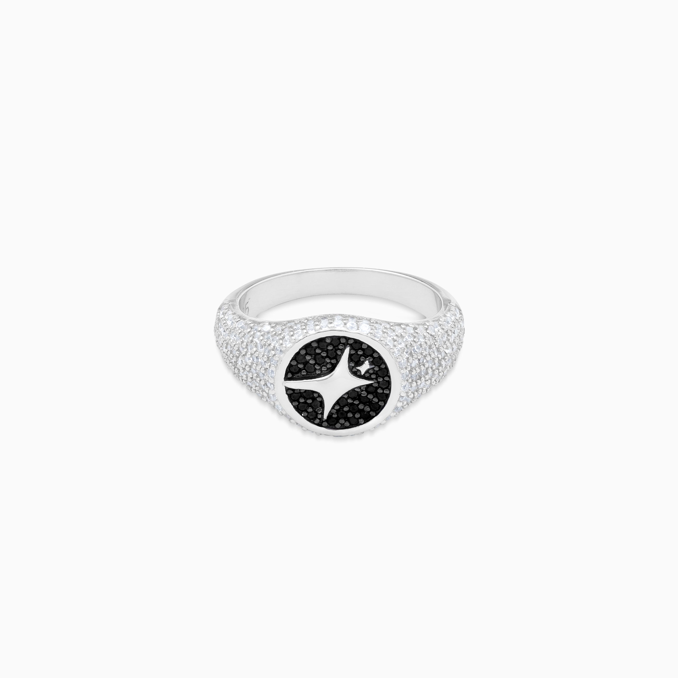 Iced Round signet ring argentée – Make it shine