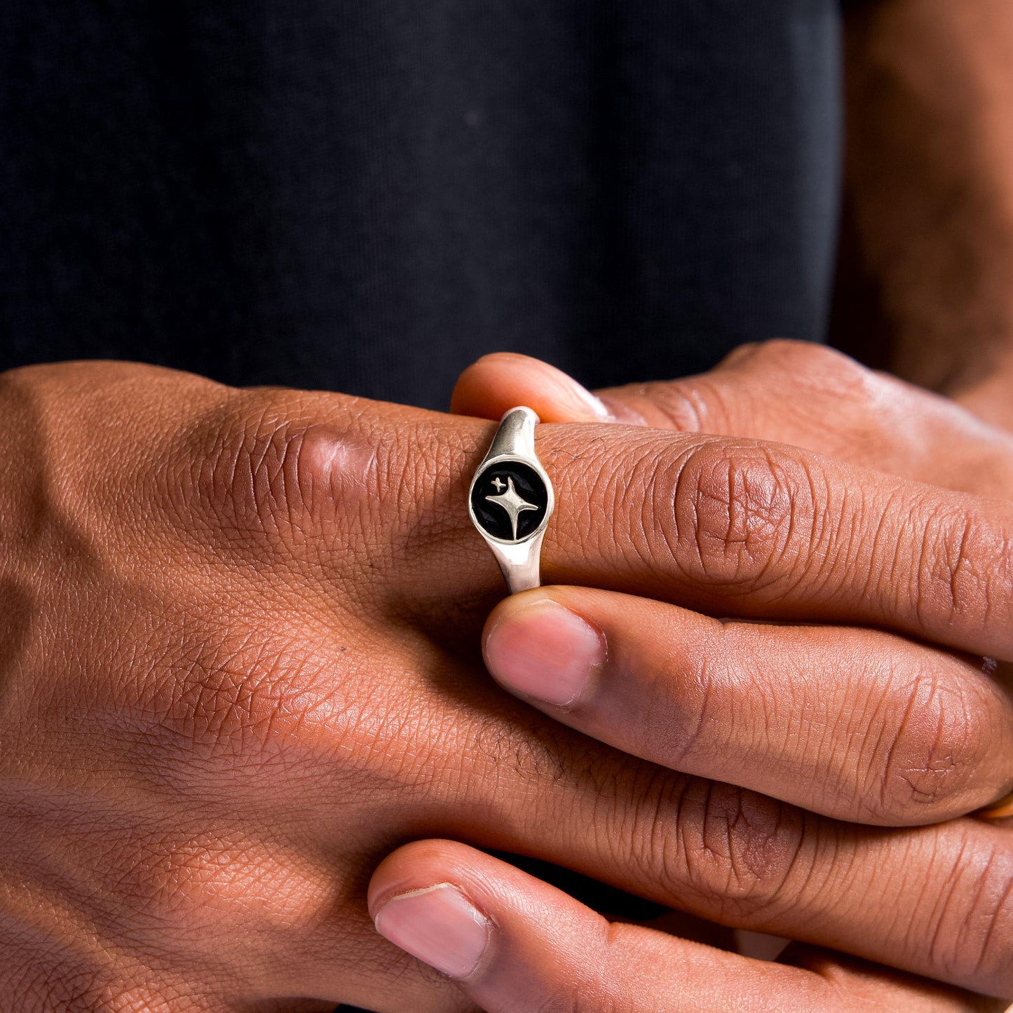 Signature Round signet ring silver