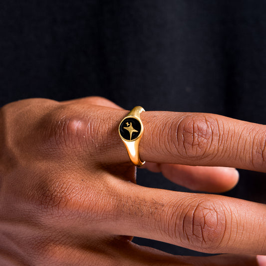 Signature Round signet ring dorée