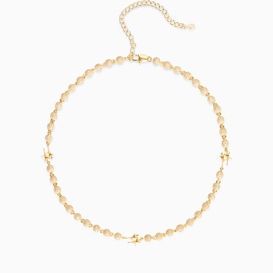 Chaîne Iced Bead link Signature Dorée