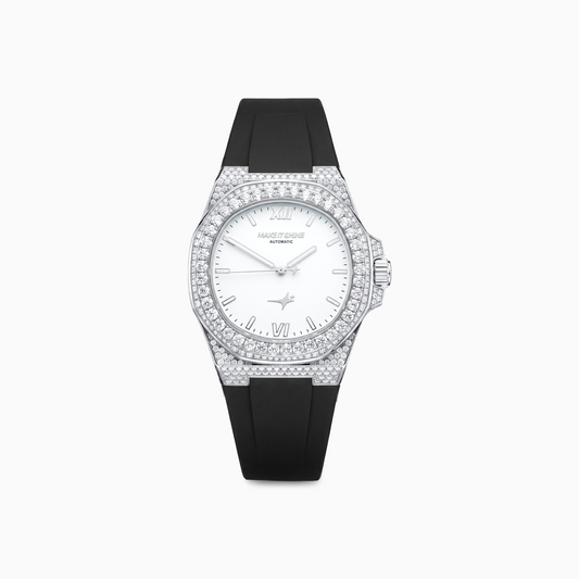 Iced ASON1 - Cadran Blanc & Bracelet Rubber - Moissanite VVS